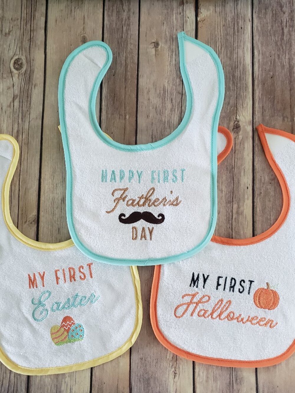 Lot oF 3 Holiday Bibs Father's Day Easter Halloween